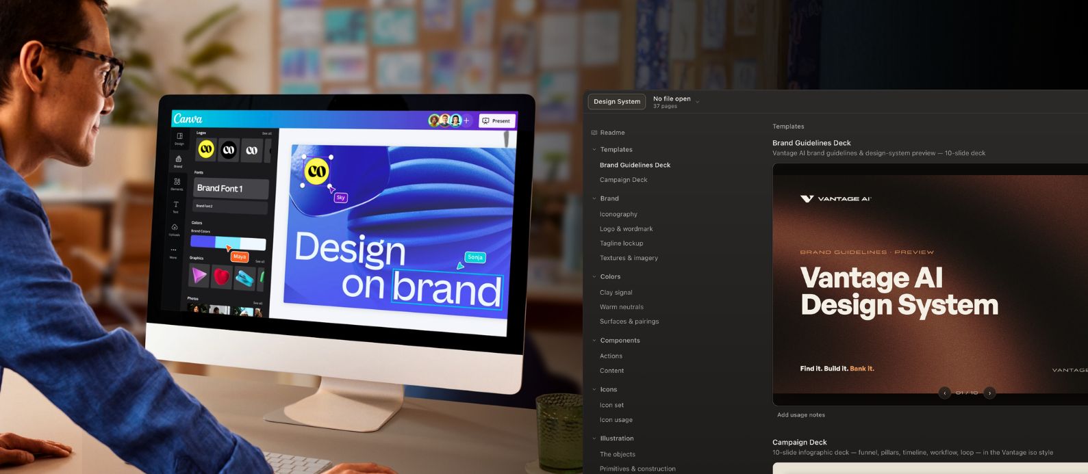 Canva Brand Hub and the Aligned design system in use